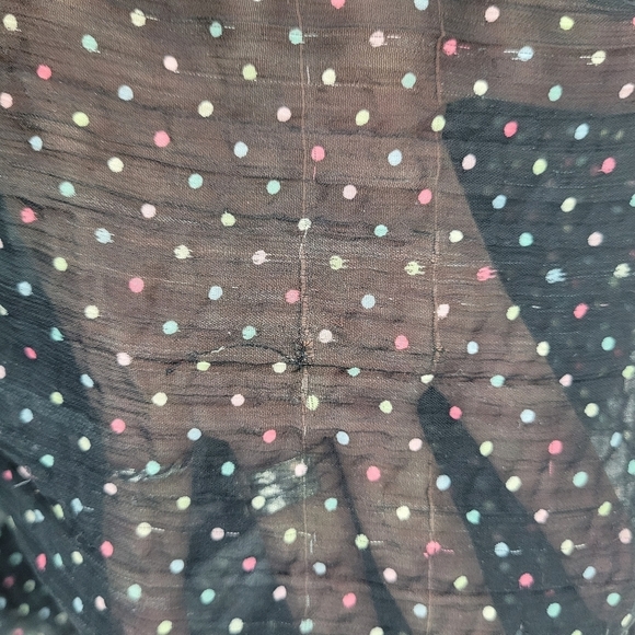 Croft & Barrow sheer black 3/4 sleeve button up colored polka dots whimsigoth M - Picture 13 of 13